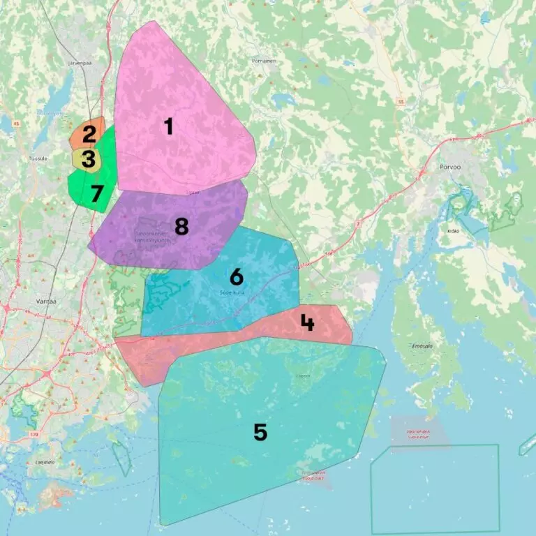 Havainnekuva AMR-alueista