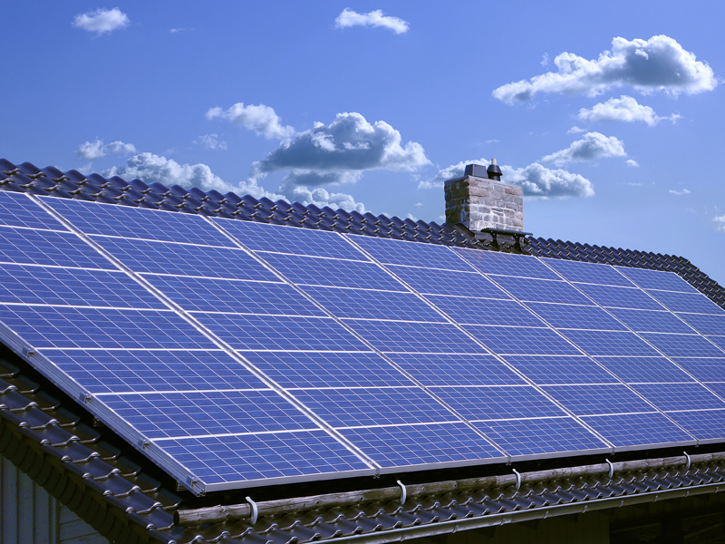 Solpaneler på taket.