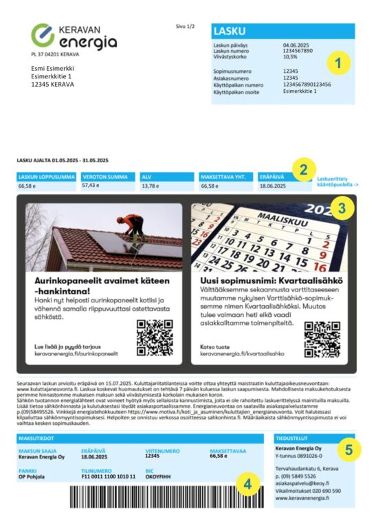 Näin luet sähkölaskua