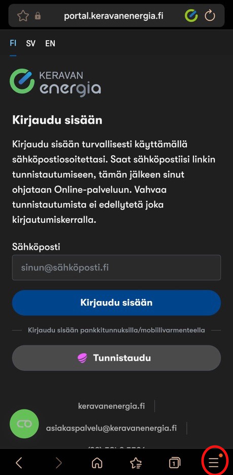 Kuvakaappaus sovelluksen asennuksesta, ensimmäinen vaihe