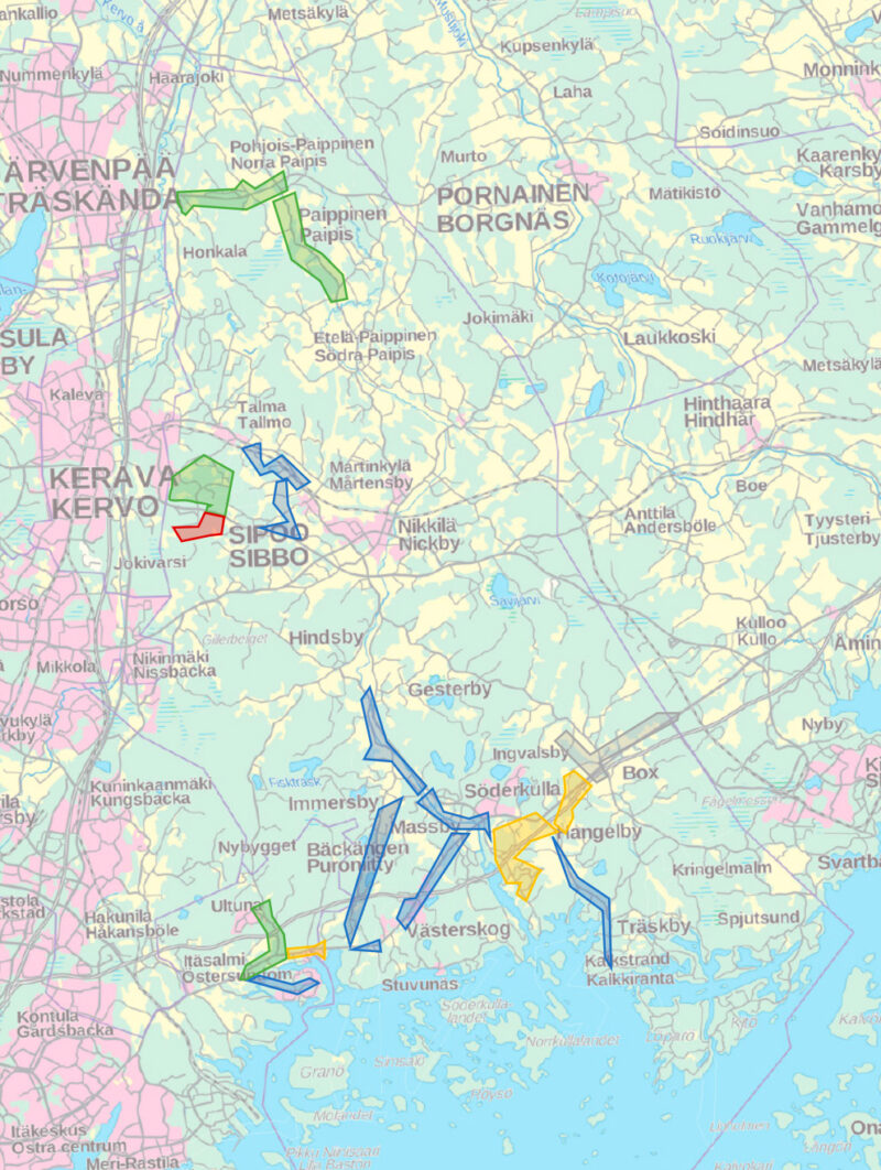 Vapaan kapasiteetin alueet Sipoossa 2026